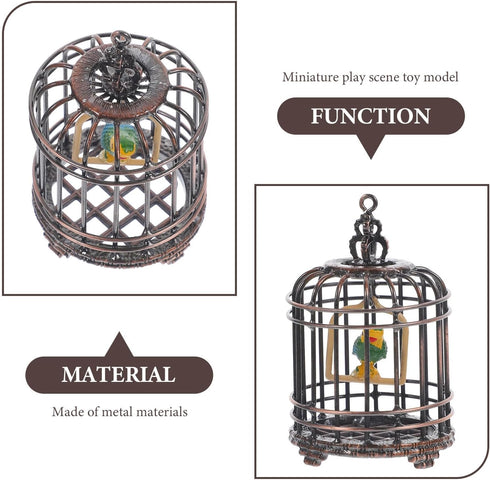NUOBESTY Miniature Birdcage Model, Doll House Birdcage Ornament Decorative Supply for Home Decor