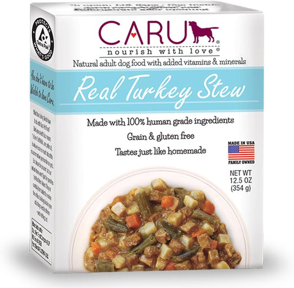Caru Real Turkey Stew For Dogs, Natural Adult Wet Dog Food With Added Vitamins, 12.5 Oz