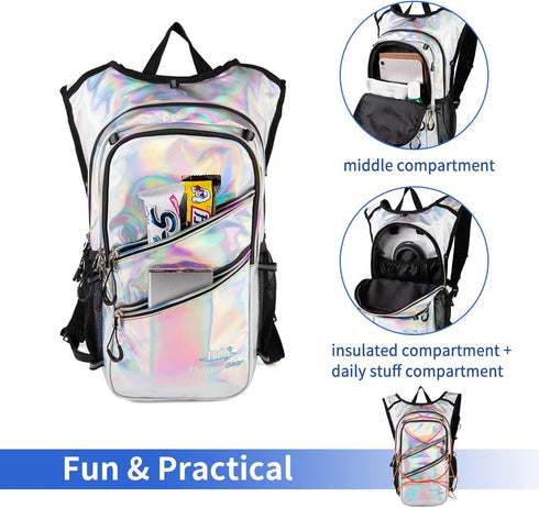 Hydration Backpack Pack with 2L Water Bladder, Lightweight Bag for Running, Hiking, Climbing, Music Festival