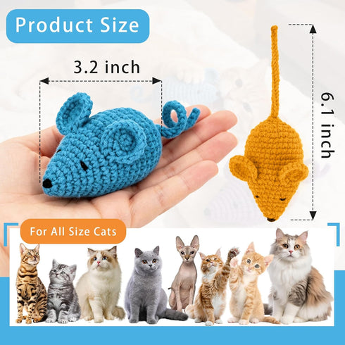 3 Retro Shaw Catnip Toys Crochet Mice Cat Toys, Pcs Durable Yarn Cat Mouse Toys for Indoor Cats, Stuffed with Natural