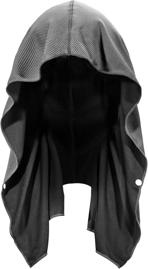 Sukeen Grey Cooling Hoodie Towel - Quick Drying Absorbent Neck and Face Wrap for Sports