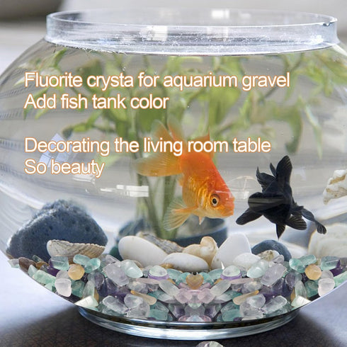 2lb Fluorite Crystal Aquarium Gravel - Natural Crushed Crystal Chip Bulk for Fish Tank Decoration