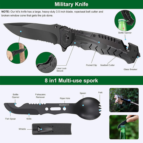 Gifts for Men, Dad, Husband, Teenage Boy - 28 in 1 Survival Kit, Emergency Tactical Equipment Supplies