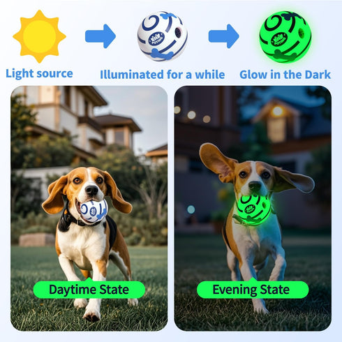 2 Pack, 3.14 inch Giggle Ball for Dogs Glowing Interactive Dog Toys Balls, Rolling Squeaky Toy for Large Medium Small
