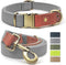 QRDA Dog Collar and Leash Set in Silver Gray, Adjustable Durable Nylon Collars with Tactical Breakaway Leash for All