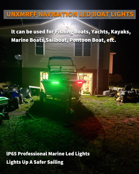 UNXMRFF Navigation Lights for Boats LED Red and Green Bow Lights for Night Fishing