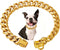 Stainless Steel Gold Dog Collars with Safety Buckle Lock, 18K Cuban Link Chain for Small Medium Large Dogs