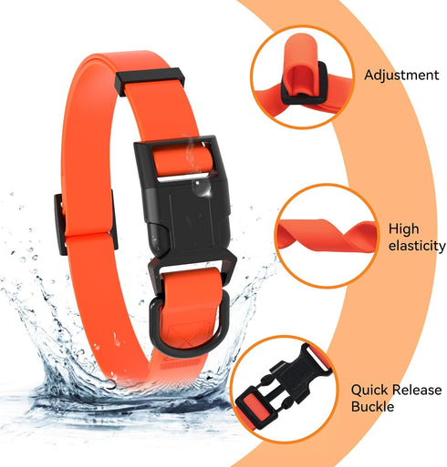 Waterproof Dog Collar with Quick Release Buckle, Easy to Clean Rubber Collars for Small Medium Large Dogs (Orange, L