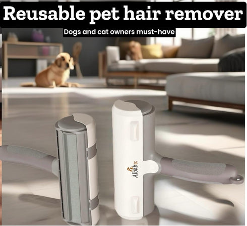 Pet Hair Remover - Reusable Lint Roller for Couch, Furniture, Clothes, Carpet, Bed - No Sticky Tape Needed (White Grey)