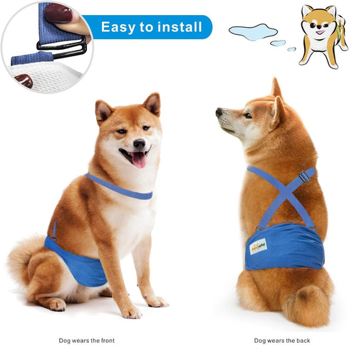 Idepet 3 Pack Belly Bands for Male Dogs with Suspender Detachable, Male Dog Belly Bands Washable Doggie Boy Diapers