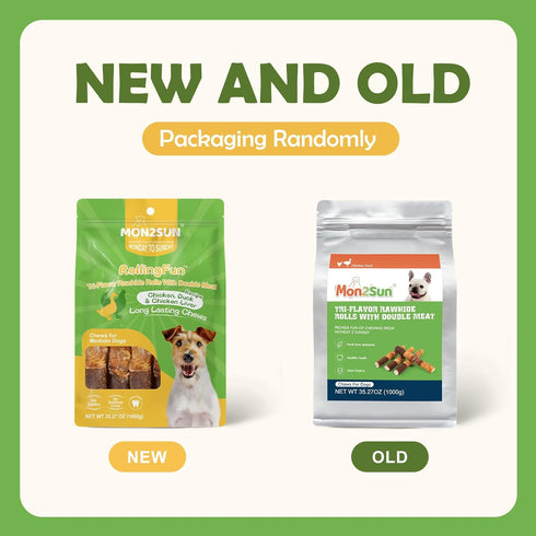 MON2SUN 6 Inch 35.27 oz (20 Count-Pack 1) Dog Treats, Triple Flavor Chicken Liver Duck and Chicken Wrapped Rawhide