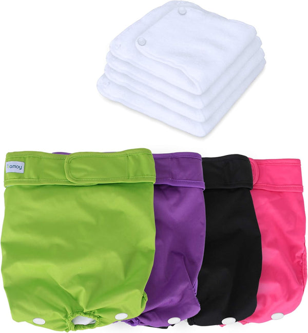 Teamoy Reusable Female Dog Diapers with Inserts (Pack of 4), Doggie Diaper