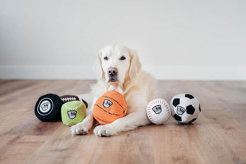 ZippyPaws SportsBallz, Plush Baseball Dog Toy, Soft Squeaky Balls for Dogs, Indoor & Outdoor Fetch Toys for All Breeds