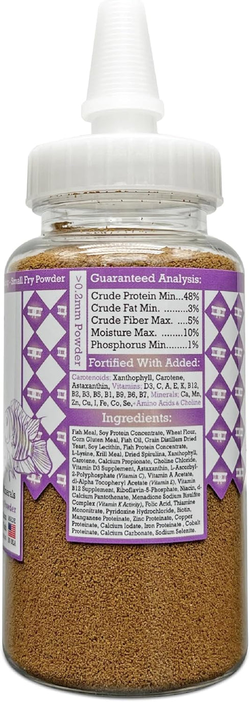 Small Fry Fish Food Powder 3.17 oz for Breeding and Raising Newborn and Juvenile Freshwater Aquarium Species