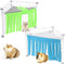 Shappy 2 Pcs Guinea Pig Hideout Corner Fleece Toys, Cute Ferret Hammock for Small Pets (Grey with Blue, Grey with Green)