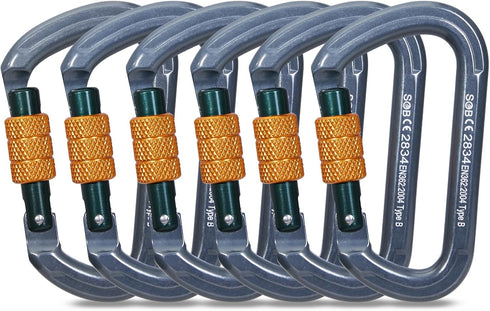 SOB Auto Locking Climbing Carabiner Clips - Heavy Duty Asymmetrical Connector for Rappelling Gear and Outdoor Projects