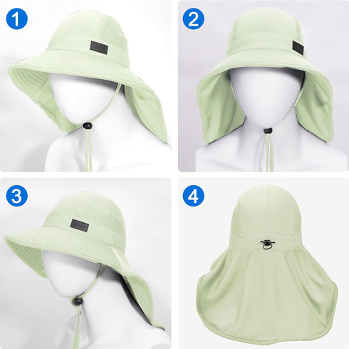 Sukeen Cooling Sun Hat for Men and Women, UPF50+ Wide Brim Fishing Hat with Neck Flap, Adjustable Bucket Hat