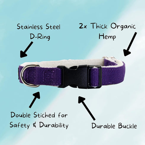 Hemp Dog Collar, Hypoallergenic Padded Adjustable Collar for Small, Medium, and Large Dogs, Small Red