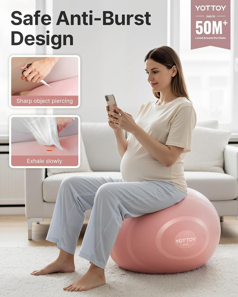 YOTTOY Anti-Burst Exercise Ball for Working Out, Yoga & Pregnancy, Extra Thick Workout Ball for Physical Therapy