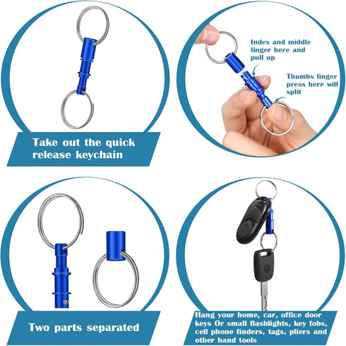 Yinkin 30 Pack Quick Release Detachable Pull Apart Keychain Rings, Bulk Multicolor