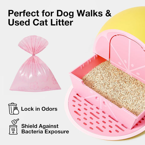 20 300 VETRESKA Cherry Blossom Scented Dog Poop Bags, Leak Proof, Extra Thick and Large Pet Waste Bags for Dog Walking