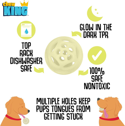 Chew King Glowing Fetch Ball, Dog Ball Toys, Medium 2-Pack