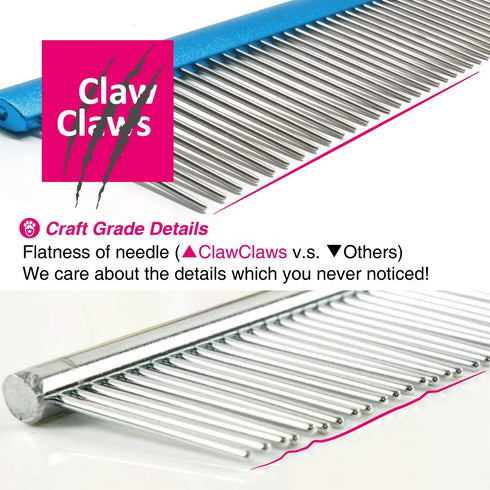 Greyhound Comb for Dogs & Cats, Oval Handle, Metal Comb with Stainless Steel Pins, Detangling Grooming Tool