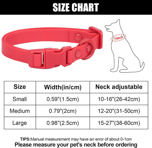 Waterproof Soft Rubber Dog Collar with Safety Buckle, Adjustable for Small Medium Large Dogs