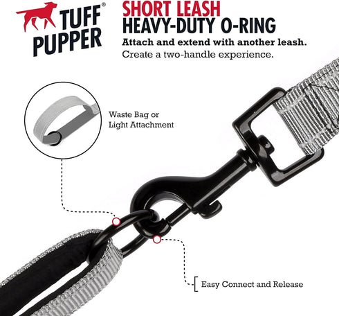 Tuff Pupper Short Dog Leash for Training | 12 Inch | Perfect Traffic Leash Handle with Padding for Service Dog Harness