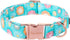 Sunflower Summer Dog Collar, Unique Style Paws Blue Adjustable Collar for Small Medium Large Dogs with Metal Buckle