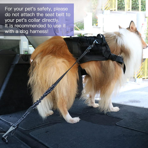 Car,2 Pack Set 3-in-1 AUBELL Dog Seat Belt for Adjustable Reflective Bungee Heavy Duty Dog Car Harness Tether with Clip