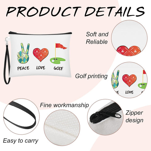 Kacctyen 4 Pieces Golf Gifts - Lady Golf Cosmetic Bags, Inspirational Pouch Zipper Wallet for Women Golf Lover