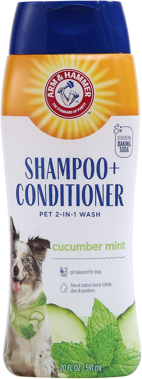 Arm & Hammer for Pets 2-In-1 Dog Shampoo & Conditioner, Cucumber Mint, 20 Ounce