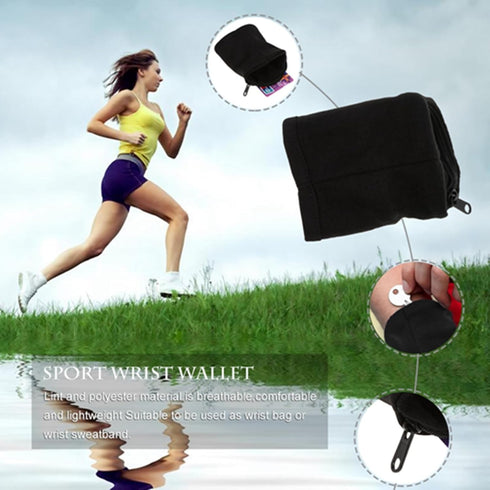 HilBeliFU 3.5x4in Zipper Wrist Wallet, Breathable Wristband Wallet Pouch, Large Capacity Wallet Band Zipper Wrist Pouch