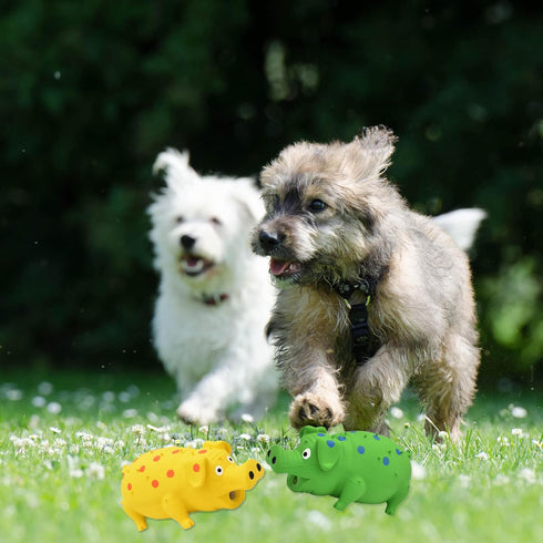 2 Pig Squeaky Dog Toy, PCS Interactive Rubber Dog Chew Toy - Durable Latex Spot Grunting Pig Toys that Oink for Small
