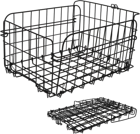 Luxshiny Foldable Bike Basket Rear Rack Storage Holder Capacity Steel Material Practical