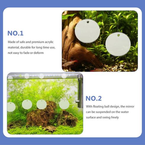 ULTECHNOVO 4Pcs Betta Fish Mirrors, Exercise Mirror for Fish Tank with Floating Ball - 5cm