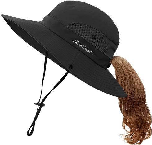 Women Safari Sun Protection Bucket Hat, Breathable Beach Outdoor Summer Hat, Wide Brim, 22"-23"