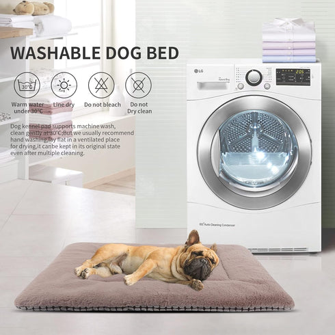 Reversible Dog Bed Mat, Plush & Corn Velvet Soft Warm Pet Cushion, Washable Sleeping Mattress for Dogs & Cats
