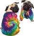 Howilath Dog Zipper Hoodie - Stylish Tie-Dye Spiral Colorful Rainbow Streetwear Hooded Apparel for Pets - M