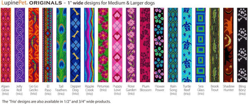 Lupine Traffic Leash 2-foot by 1" Wide, Petunias Design