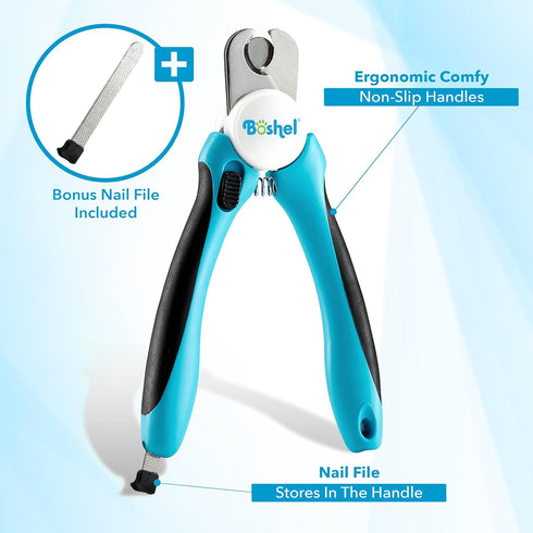 Boshel Large Dog Nail Clippers with Safety Guard to Avoid Over-Cutting Nails and Free Nail File, Razor Sharp Blades