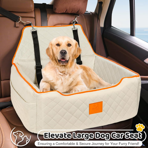 XIEEAOZEE 55Lbs 2 Dog Car Seat for Large/Medium Dog, Booster Seat Under or Small Dogs, Detachable and Washable Travel