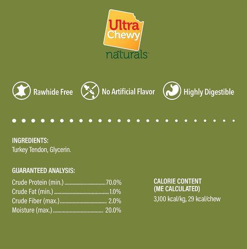 Ultra Chewy Turkey Tendon Rings for Dogs - 6 Pack, Premium All-Natural Tendons, Hypoallergenic, Easy to Digest