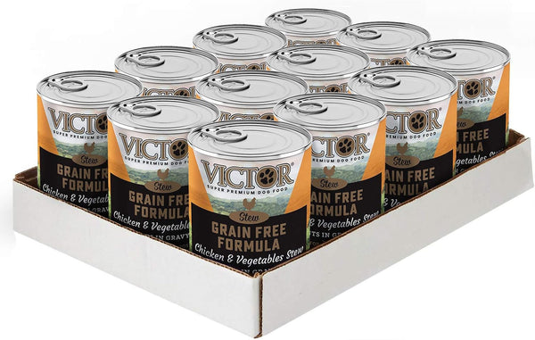 Victor Super Premium Dog Food – Grain Free Stew – Chicken and Vegetables Stew Cuts in Gravy – Canned Wet Adult Dog and