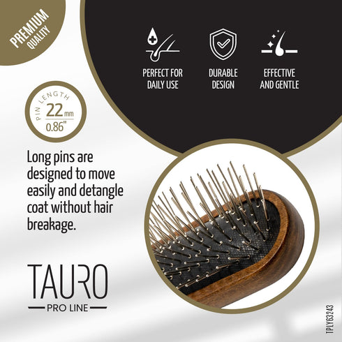 Wooden Massage Brush for Dogs and Cats, Premium Design with Soft Cushion, 24 x 6 cm
