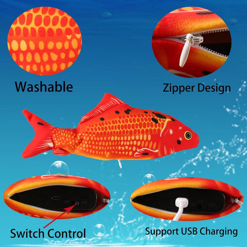 Flopping Fish Electric Moving Dog Toy, Realistic Flopping Fish Rocking Dog Toy, Interactive Pet Toys for Dog Exercise,