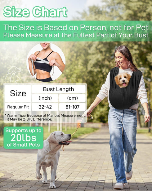 13lbs, Dog Sling Swaddle Carrier Small Dog Cat Front Facing Carrier for Chest, Hands Free Puppy Carrying Sling Hold