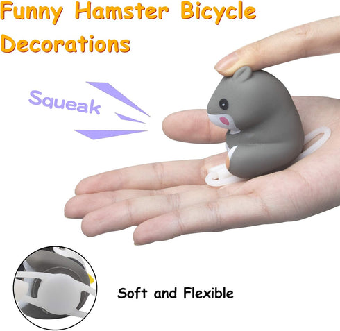 wonuu Duck Bike Bell with Light and Helmet, Cute Hamster Bicycle Horn, Dashboard Decoration Hamster Toy