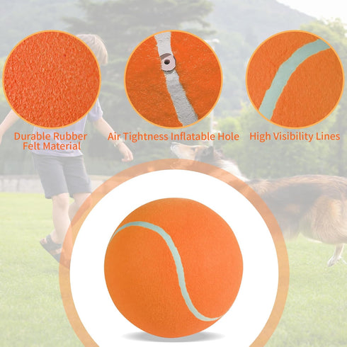 susu & wuwu Giant Tennis Ball for Dogs, Yellow Big Tennis Ball for Dog Birthday Gift, 9.5"